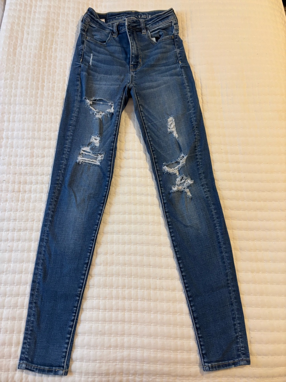 Distressed Blue Skinny Jeans